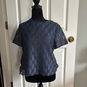New Elegant Navy Lace Top